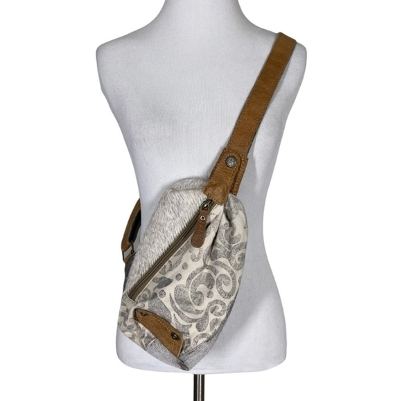 Last 1! New Myra Bag Sling Crossbody Canvas Leather Hair-On Bag - Picture 5 of 6